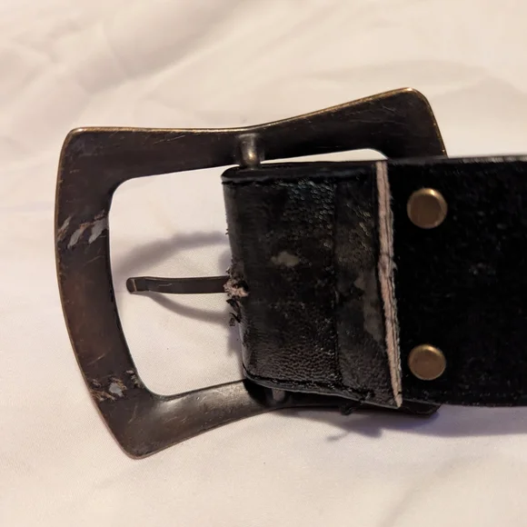 Black Leather Belt w/Colorful Glam Embellishments & Accents Blue/Green & Gold - Picture 10 of 12